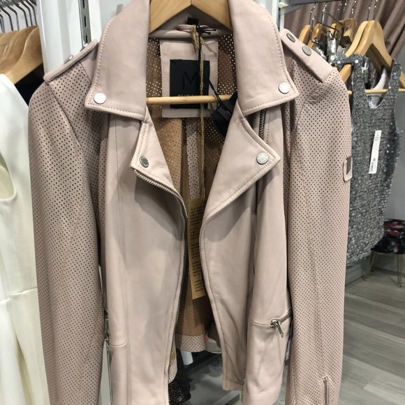 pink leather jacket